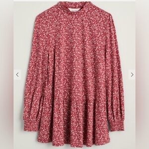 Seasalt Cornwall Cliff Cottage Tiered Jersey Tunic Top Red Floral Womens 4 Small